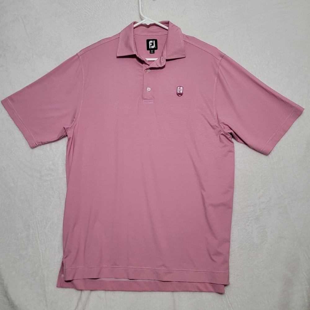 Footjoy Men's Golf Shirt Size L Large Pink Short Sleeve‎ Casual Polo